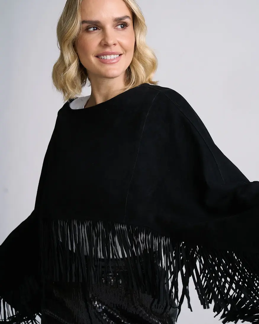 Mauritius Paige Suede Fringe Poncho