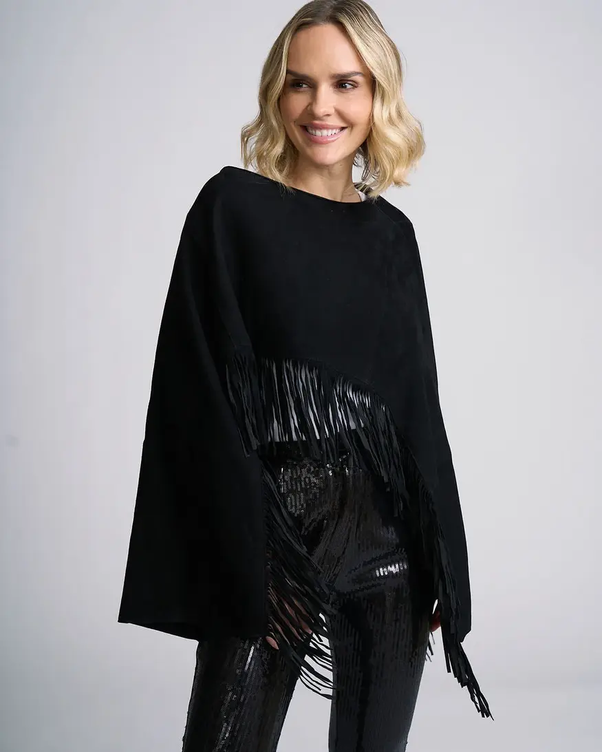 Mauritius Paige Suede Fringe Poncho