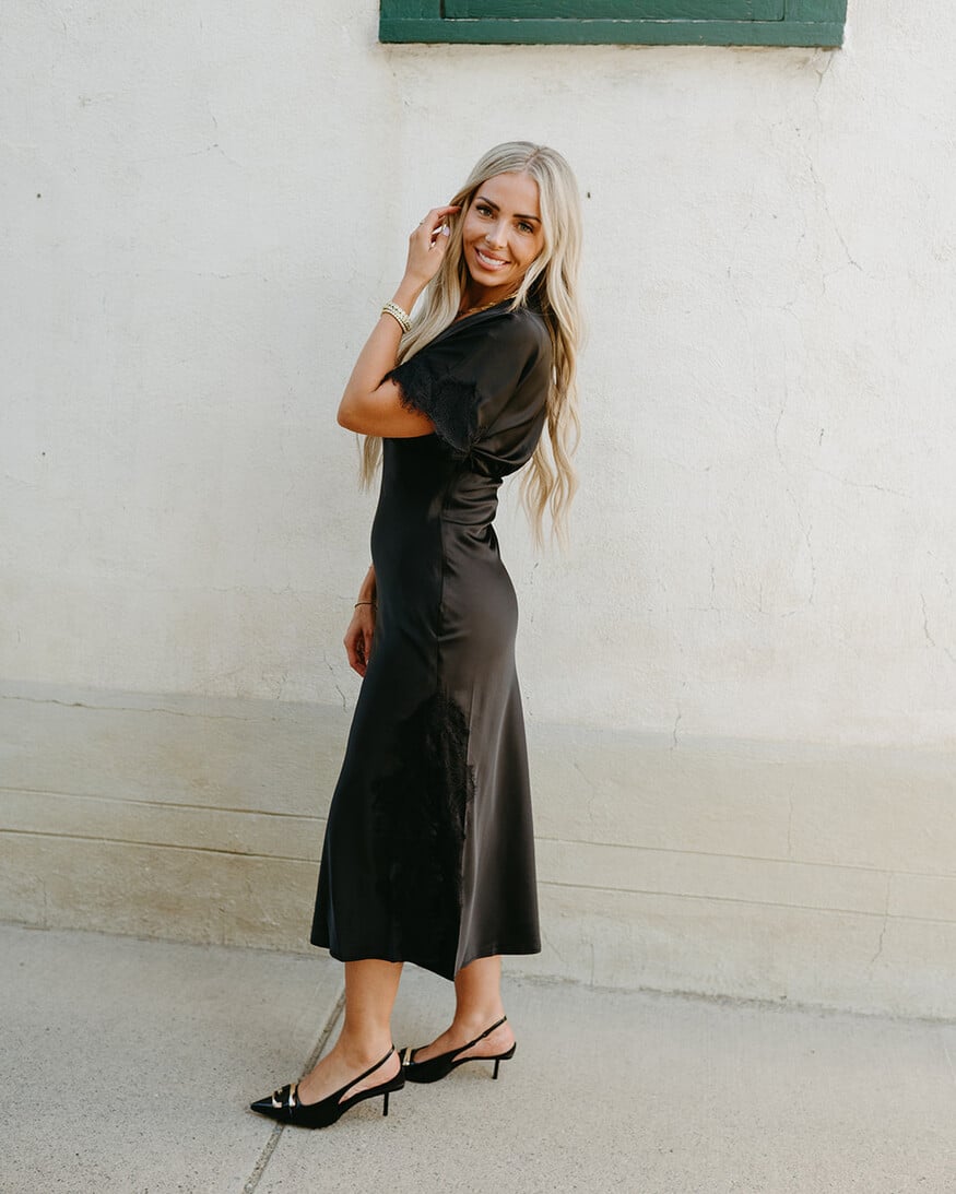 Lulus Tallulah Lace Trim Midi