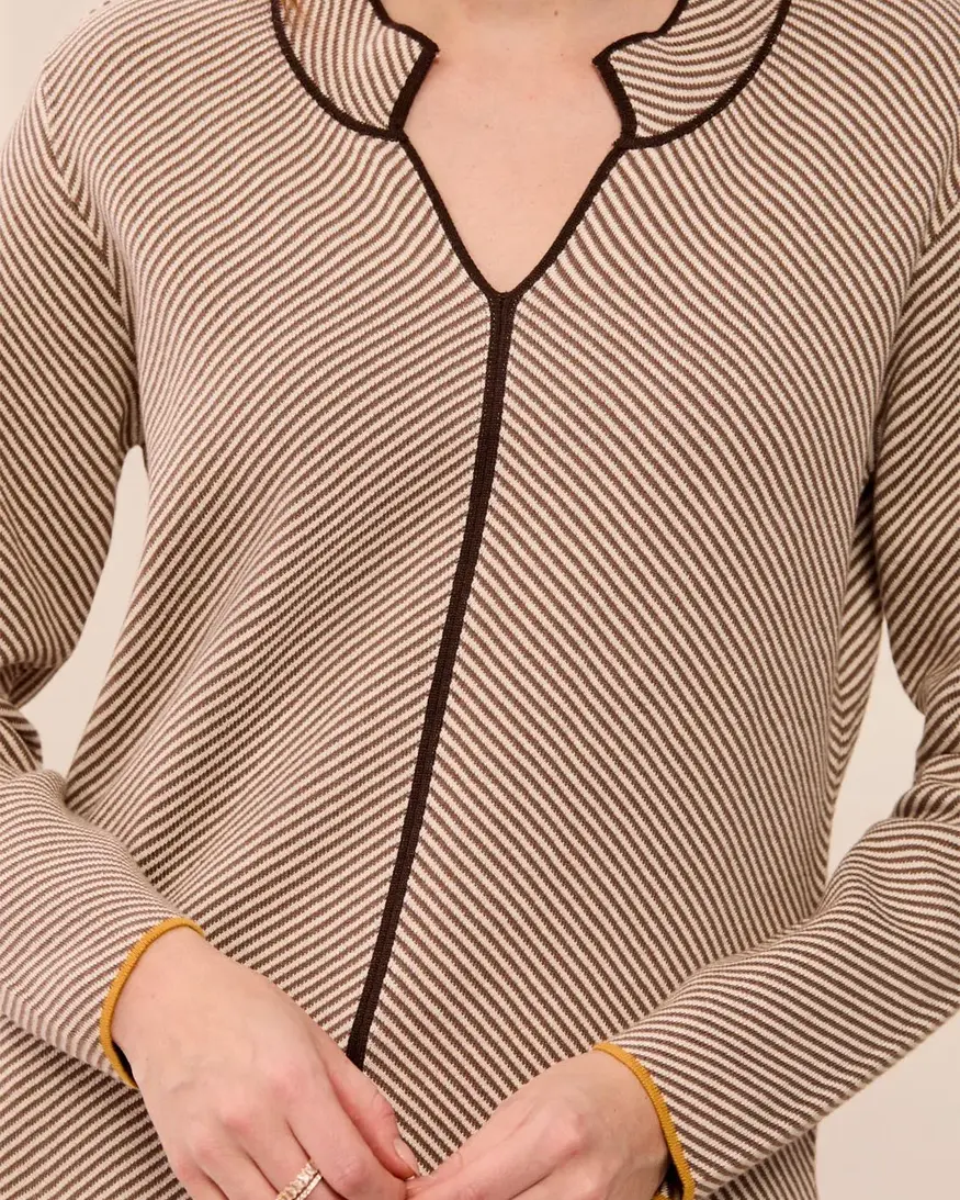 Tribal Cosmo Split Neck Sweater