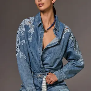 Tribal Cambree Denim Lace Shirt
