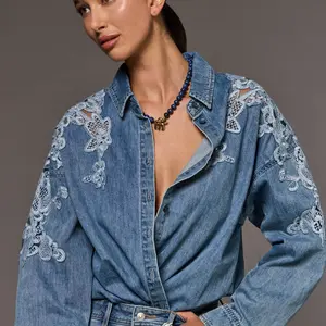 Tribal Cambree Denim Lace Shirt