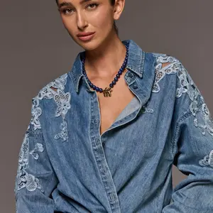 Tribal Cambree Denim Lace Shirt