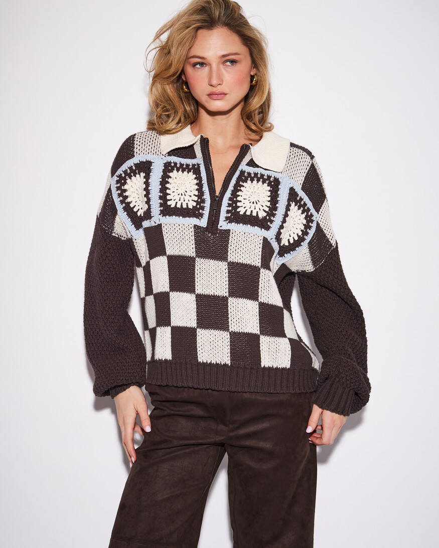 John + Jenn Terri Crochet Knit Pullover