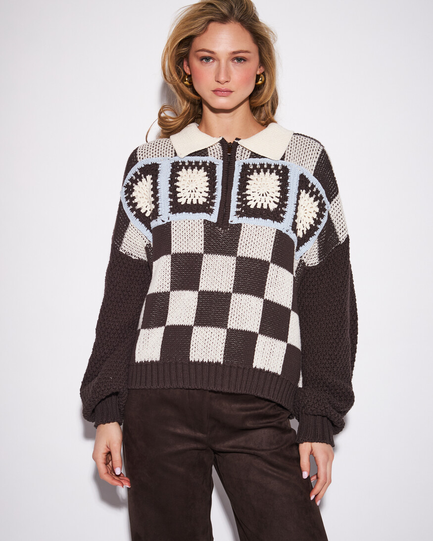 John + Jenn Terri Crochet Knit Pullover