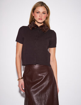 John + Jenn Hanson Fur Trim Cardi