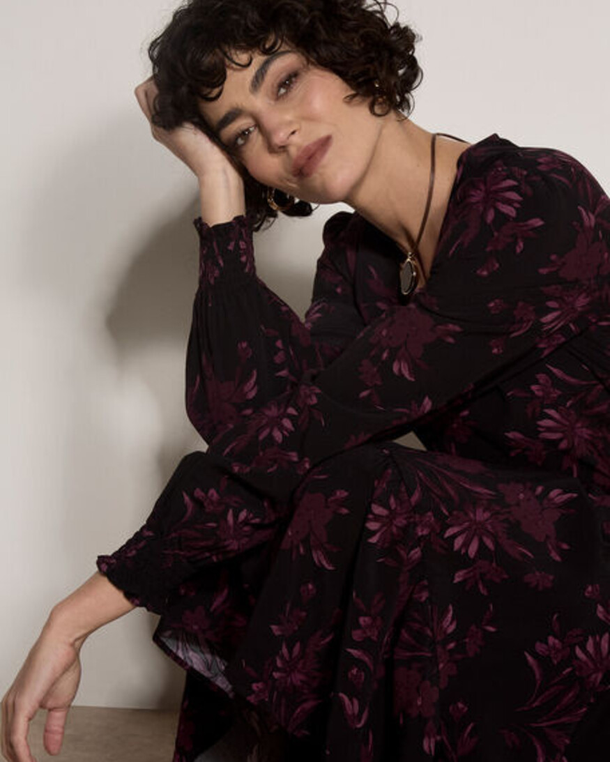 Apricot Wren Button Midi