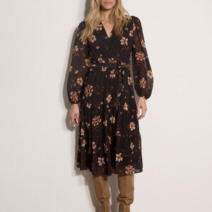 Apricot Willow Floral Wrap Tier Midi