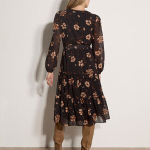 Apricot Willow Floral Wrap Tier Midi