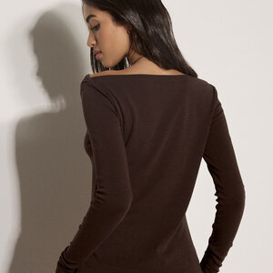 Apricot Willa Slash Neck Top
