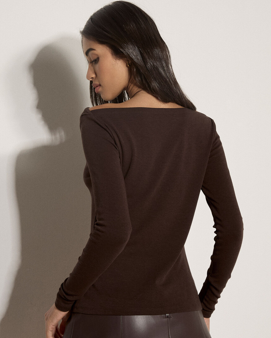 Apricot Willa Slash Neck Top