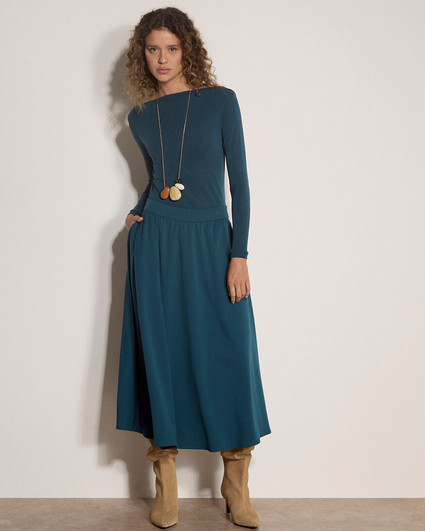 Apricot Waverly Slash Neck Top