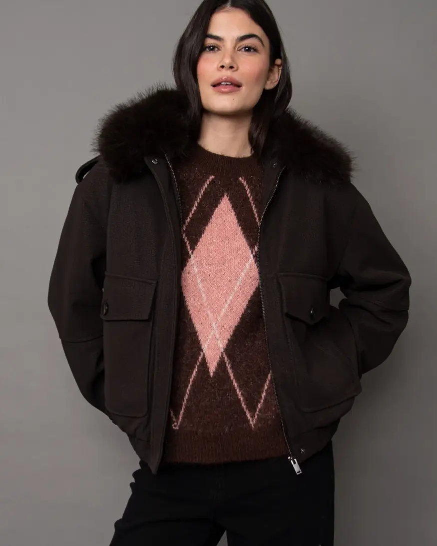 RD Style Mikaya PU Jacket/Faux Fur Collar