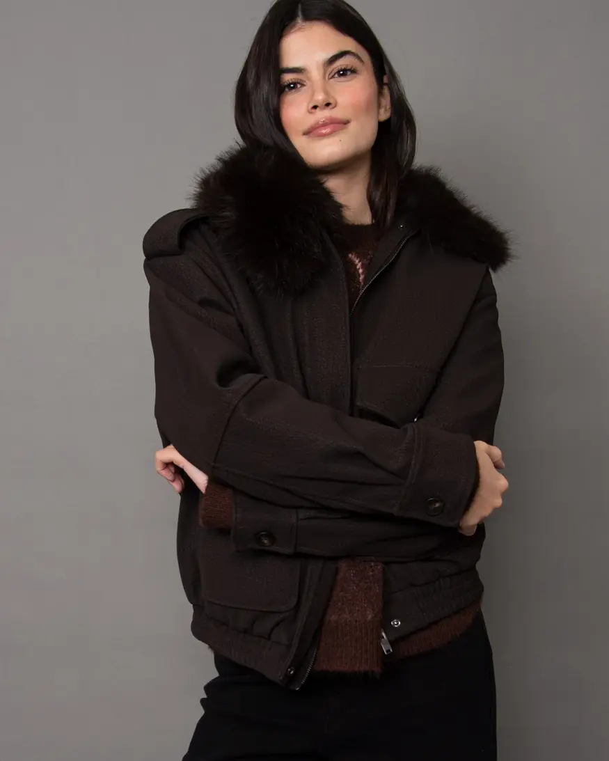 RD Style Mikaya PU Jacket/Faux Fur Collar