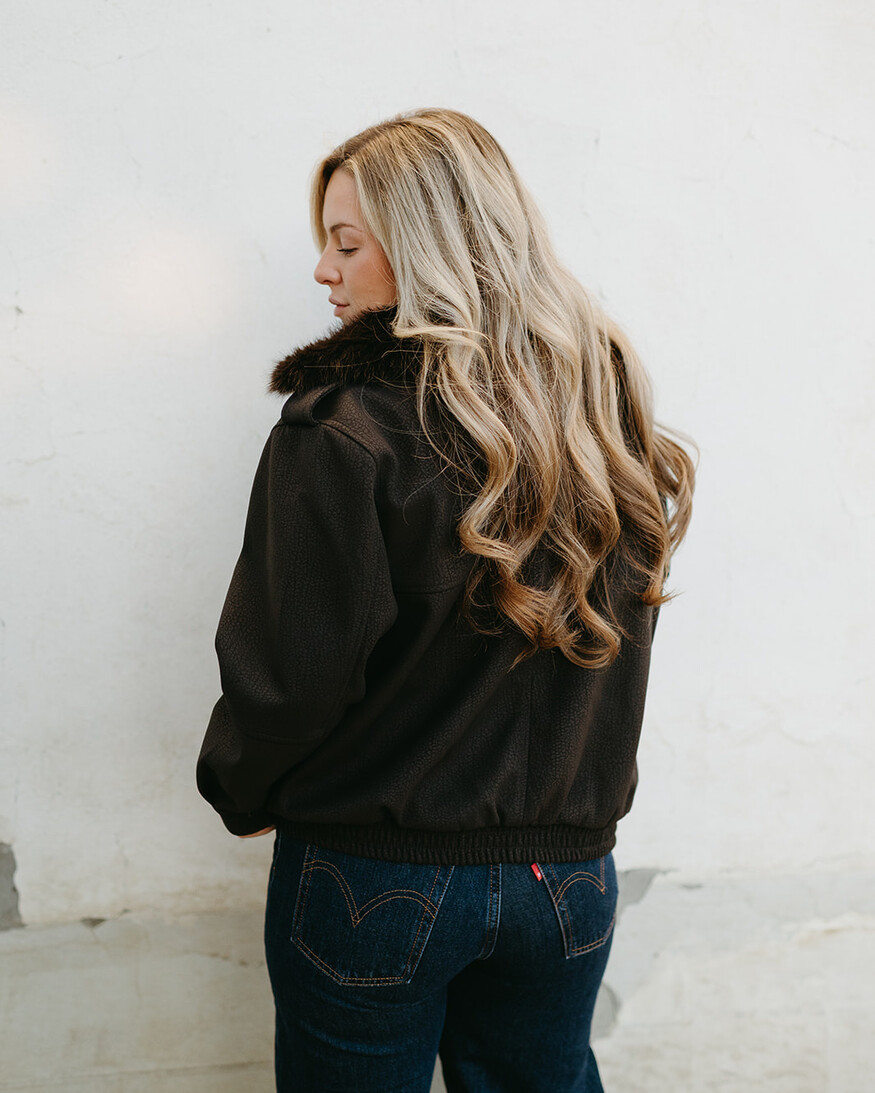 RD Style Mikaya PU Jacket/Faux Fur Collar