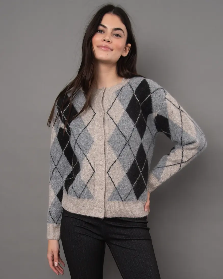 RD Style Agrippina Argyle Cardigan