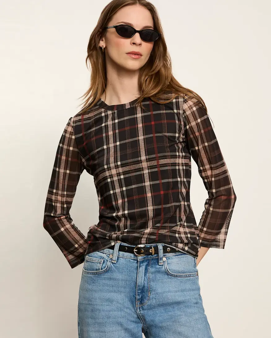 Sanctuary Mesh 3/4 Sleeve Top