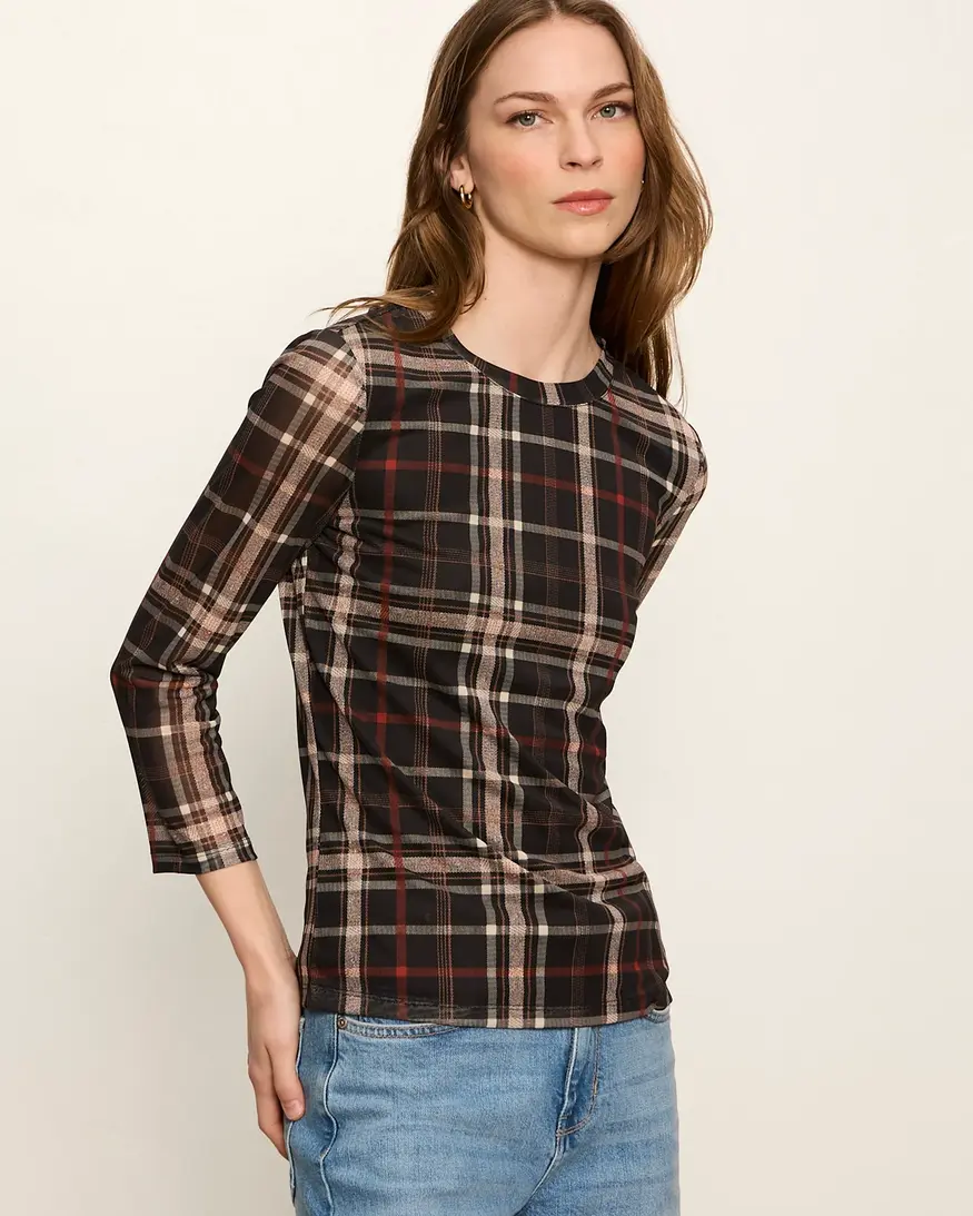 Sanctuary Mesh 3/4 Sleeve Top