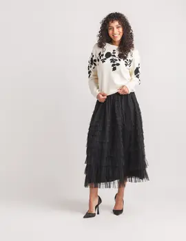 Papillon Tina Floral Flocked Sweater