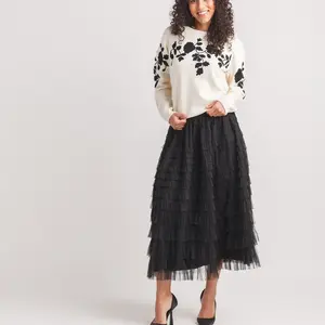 Papillon Tina Floral Flocked Sweater