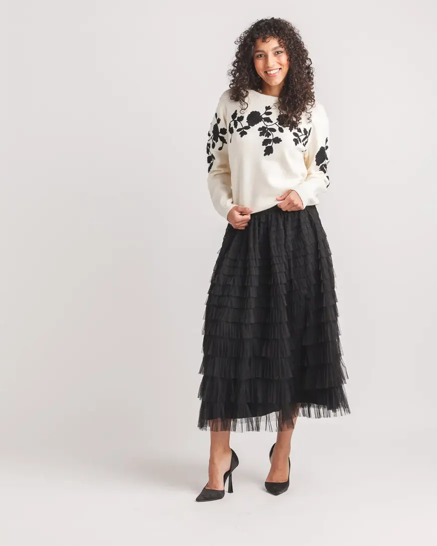 Papillon Tina Floral Flocked Sweater