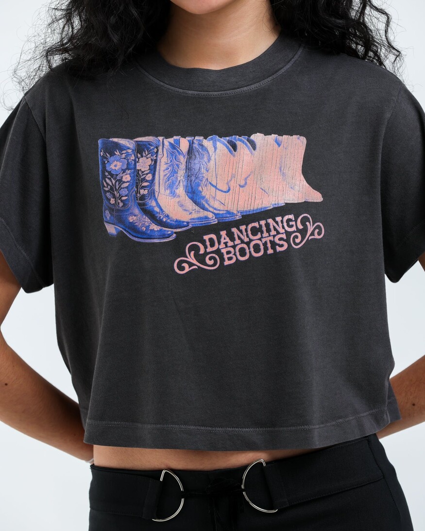 Girl Dangerous Dancing Boots Crop Tee