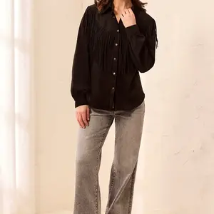 Tribal Camelia Fringe Shacket