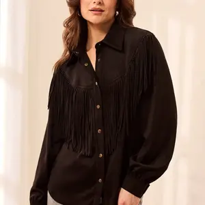 Tribal Camelia Fringe Shacket