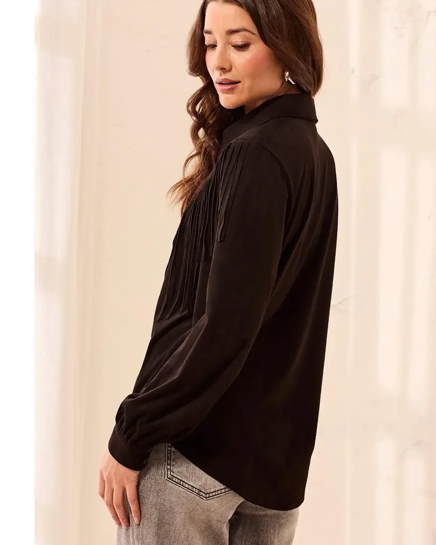Tribal Camelia Fringe Shacket