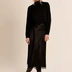 Molly Bracken Gabby Lace Trim Satin Skirt