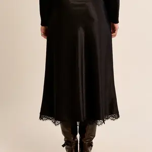 Molly Bracken Gabby Lace Trim Satin Skirt