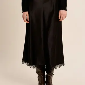 Molly Bracken Gabby Lace Trim Satin Skirt