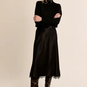 Molly Bracken Gabby Lace Trim Satin Skirt