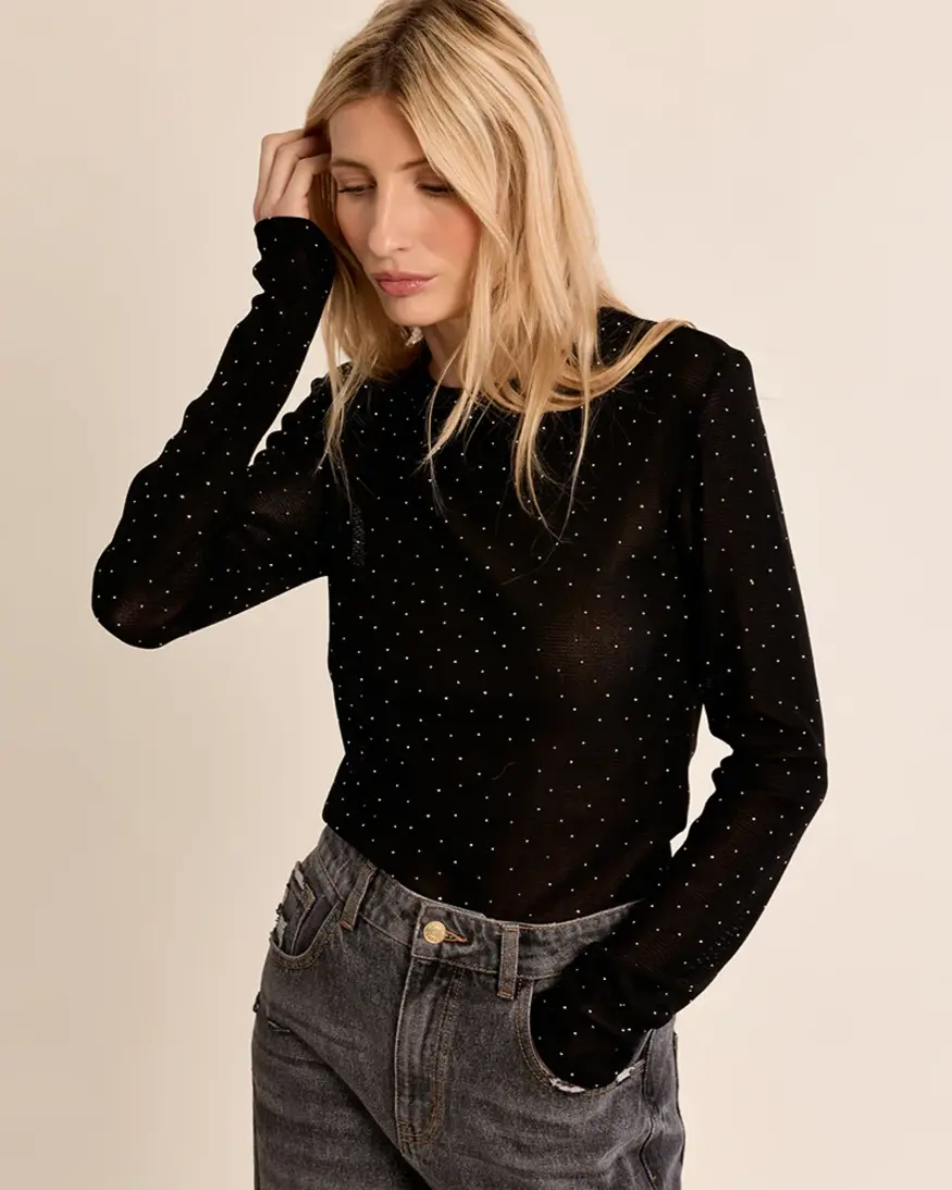 Molly Bracken Grace Polka Dot Semi-Sheer LS