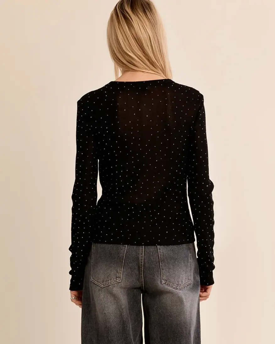 Molly Bracken Grace Polka Dot Semi-Sheer LS