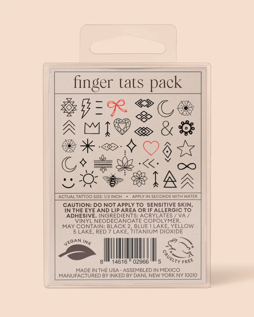 Inked By Dani Finger Tats Temp Tattoo Pack