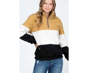 color block fleece pullover