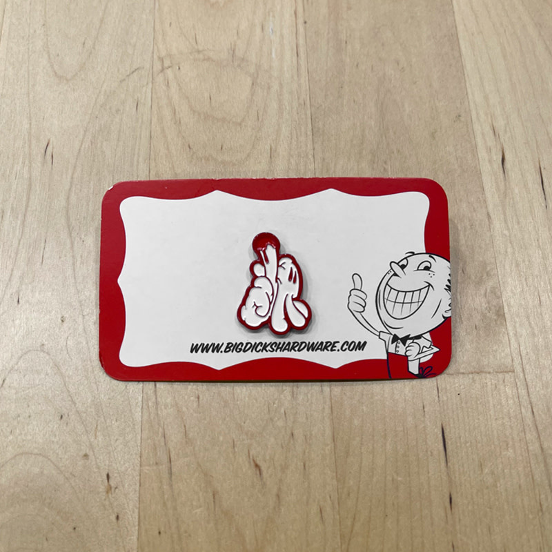 Dissizit Pin - LA Hands White/Red Drip (Size 1")