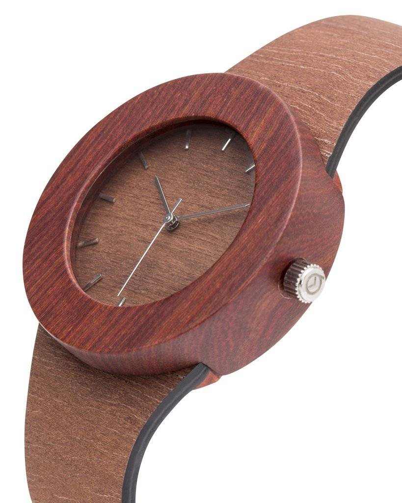 Analog Watch Co. SALE Makore and Red Sanders Wood Watch With Hour Markings