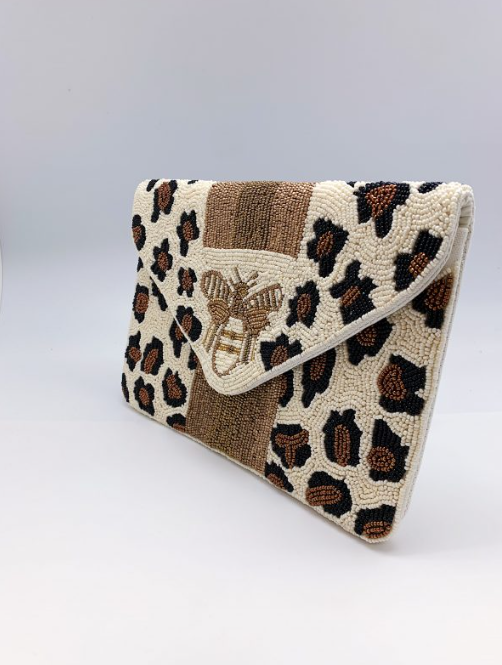LA Chic Designs White Cheetah Bee Bag