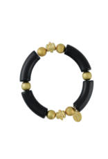 Handcast Gold Bead & Black Bracelet