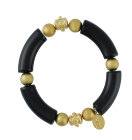 SALE Handcast Gold Bead & Black Bracelet