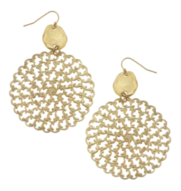 Handcast Gold & Large Round Filigree Earring