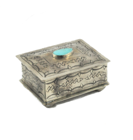 Small Stamped Box w/ Turquoise