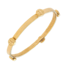 SALE Handcast Gold St. Benedict Bangle Bracelet