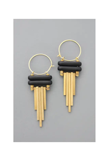 David Aubrey Jewelry Art Deco Black Hoop Earrings