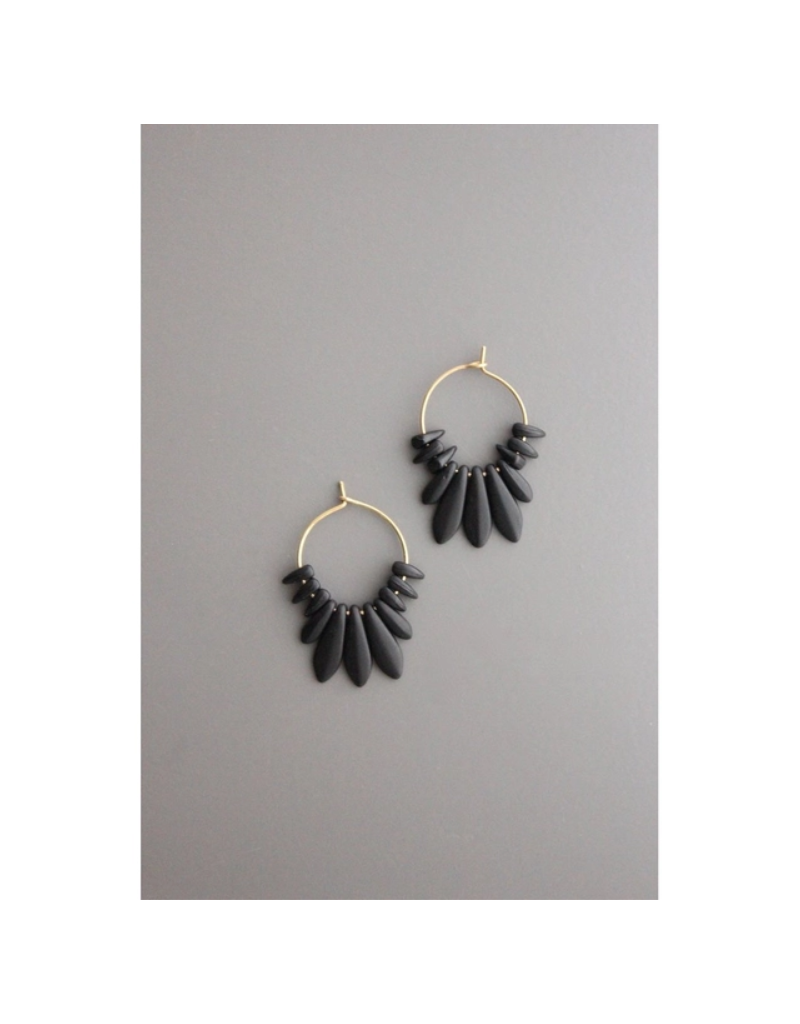 David Aubrey Jewelry Black Glass Hoop Earrings