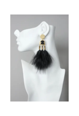 David Aubrey Jewelry SALE Geometric Black Feather Shoulder Duster Earrings