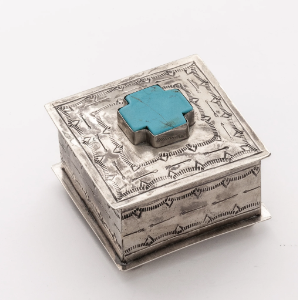 J. Alexander Small Stamped Box with Turquoise - Cross