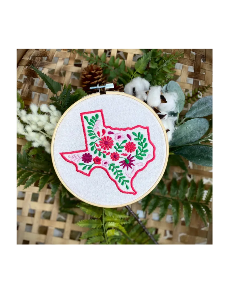 Linkster Love Pink Texas Wildflowers Embroidery Hoop